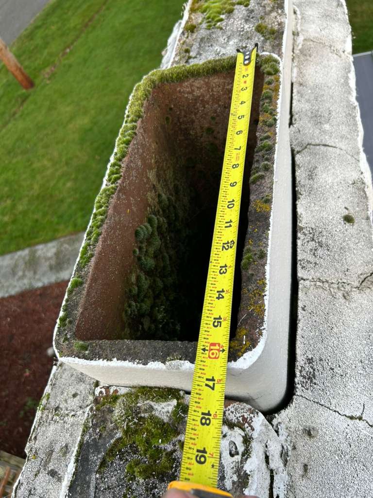 Professional chimney flue inspection and measurement