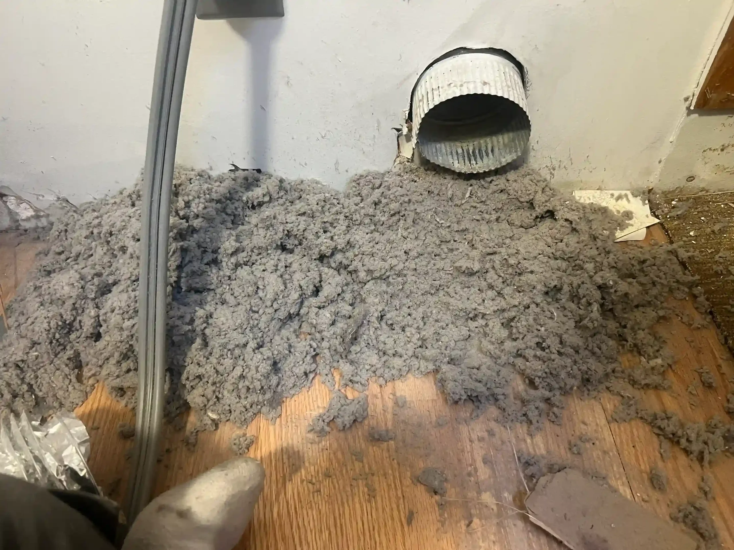 Heavy lint buildup removed from a dryer vent in Boise ID